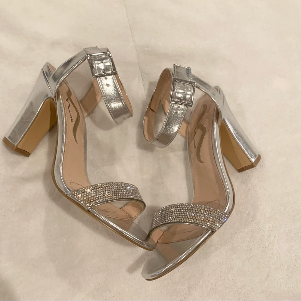 Donated: Nina Silver Ankle Strap Sparkle Heel 71/2